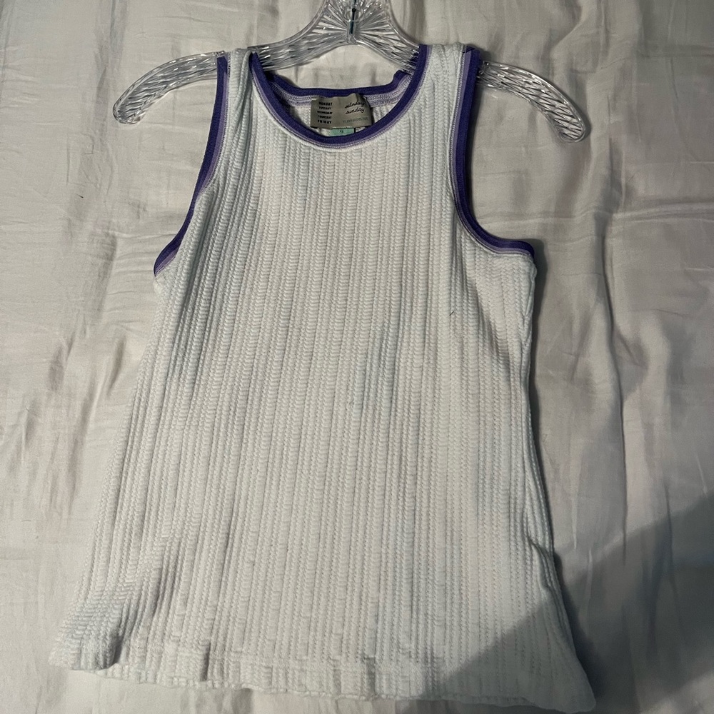 crochet white and purple top from arie